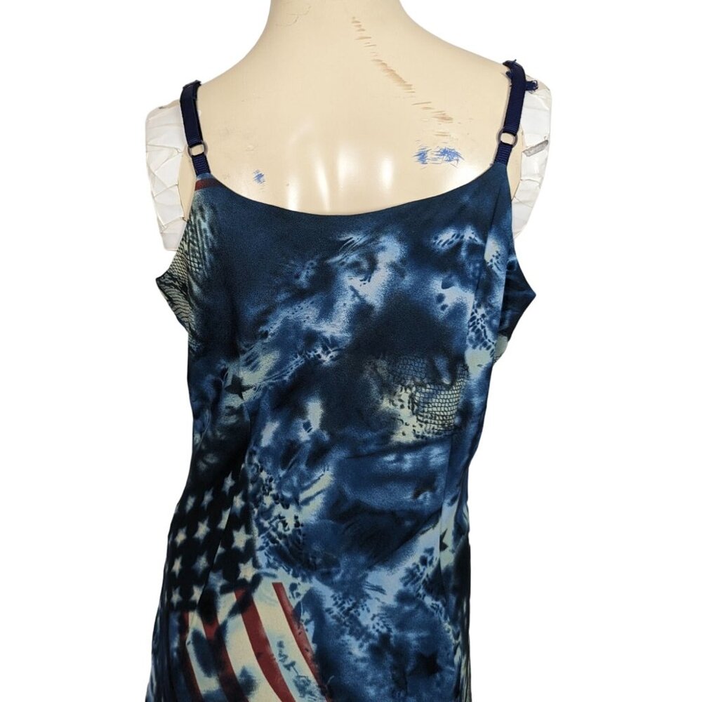 RAG Vintage sleeveless American Flag pathwork blue red maxi‎ dress 11 / 12 - Picture 9 of 12